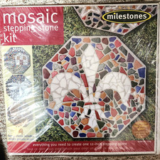Milestones Mosaic Stepping Stone Kit Makes 12" Stone Stained Glass 4 Patterns
