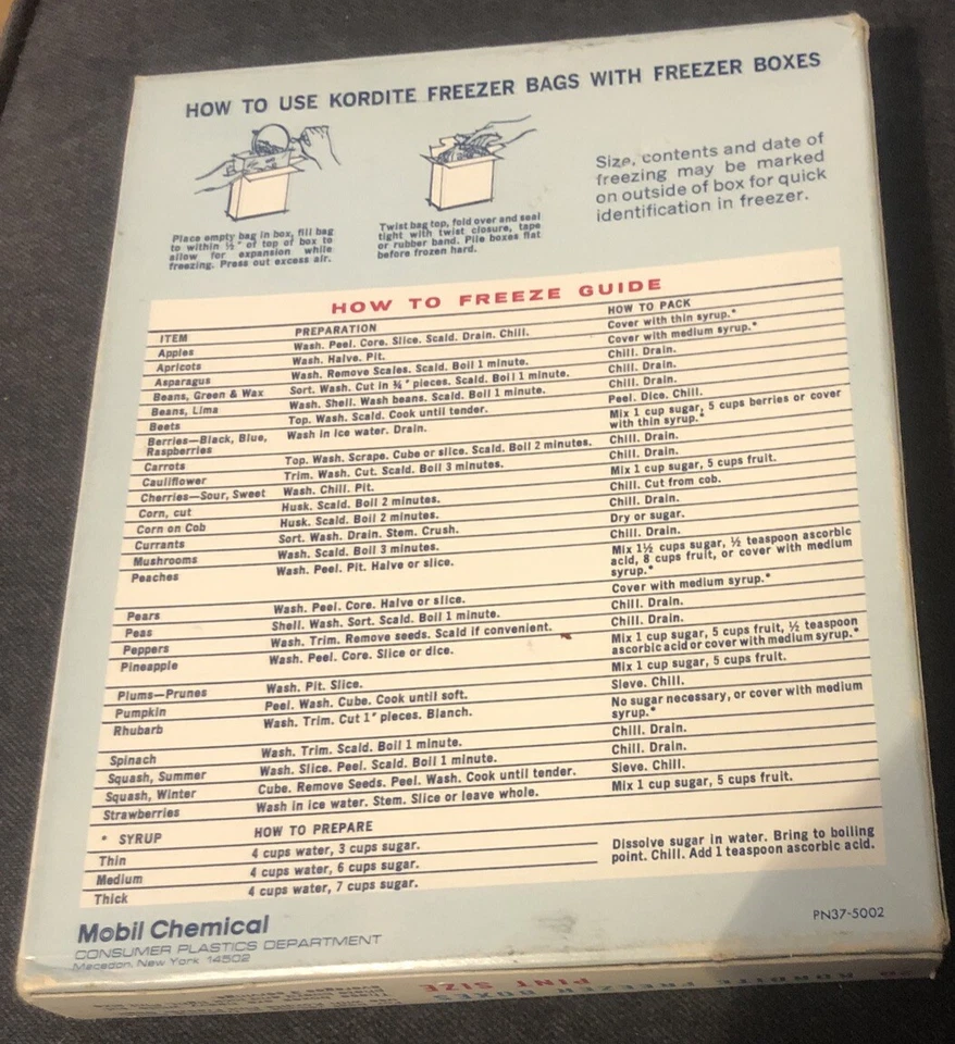 Vintage Kordite 20 White Freezer Boxes 1 Pint Food Storage NEW Unopened NOS - Image 3 of 3