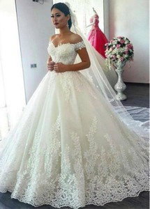 white ball gown wedding dress