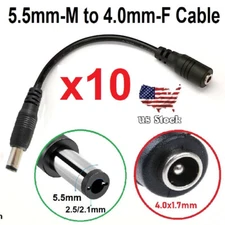 10pc 17cm 5.5x2.1mm Male Plug to 4.0x1.7mm Female Jack DC Power Adapter cable