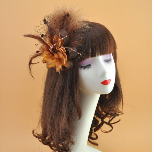 Hat Fascinator Flower Headband Clip Mesh Wedding Royal Ascot Formal Feather Hair - Picture 4 of 14