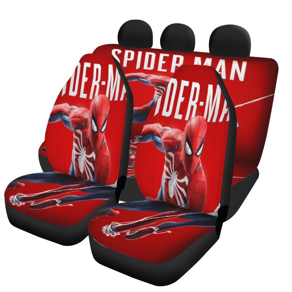 Spiderman Car Seat Covers Front Rear 5 Seater Universal Seat Protector