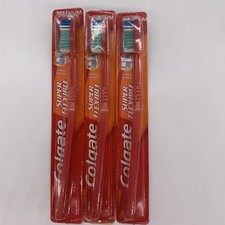 Vintage Colgate Super Flexible Medium Toothbrush Lot Of 3 Red