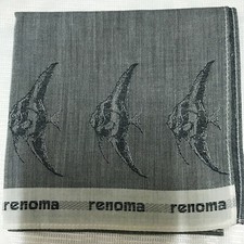 MEN HANDKERCHIEF COTTON VINTAGE ART CLASSIC GRAY SEA FISHES POCKET SQUARE 17"