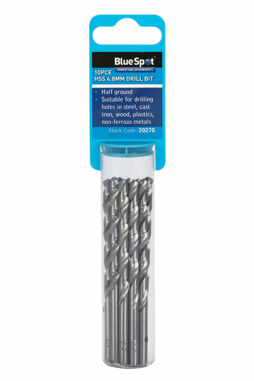 BlueSpot 10 Piece HSS 4.8MM Drill Bit- 20270
