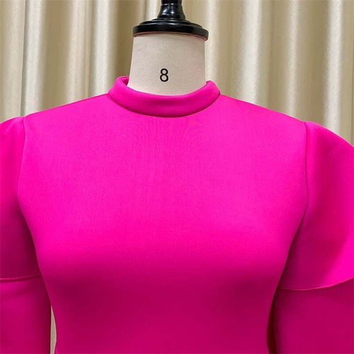 Vestido de color liso con dobladillo ancho de doble capa con mangas con volantes para mujer moda de verano - Imagen 28 de 29