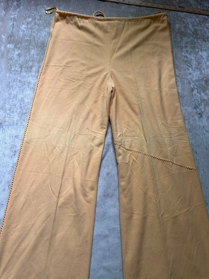 Vintage Evelyn De Jonge Pants Yellow Drawstring Long Flare Retro Groovy Hippie L - Image 2 of 4