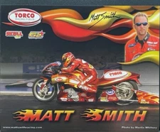 VRHTF NHRA VTG "SIGNED BY MATT SMITH TORCO PRO STOCK MOTORCYCLE" HAND OUT