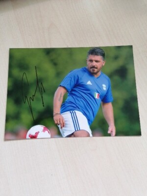 Gennaro Gattuso - FUSSBALL LEGENDE - 13 X 18 cm Foto mit Original Autogramm - 