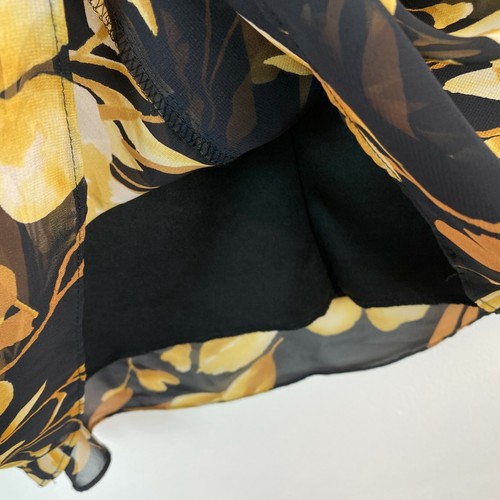 Connected Womens Petite 4P Mustard Floral Bell Sleeves Lined Chiffon Dress NWT - Picture 9 of 10