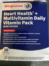 New Walgreens Heart Health + Multivitamin Daily Vitamin 30 Packs Exp: 11/25