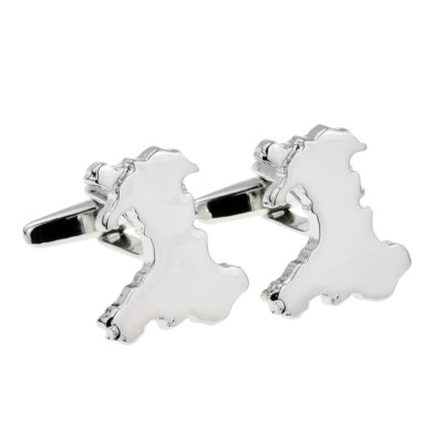 Map of Wales Silver Coloured Cufflinks                                   X2AJ970