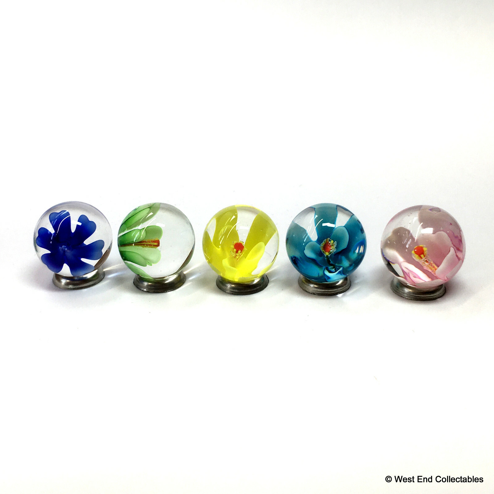 5 x 16mm Handmade Frozen Flower Marbles Art Glass Toy Marble