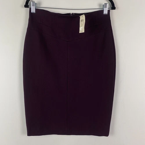 Ann Taylor Black Pencil Skirt Size 6 Black Knee Length Back Zip Ponte Stretch