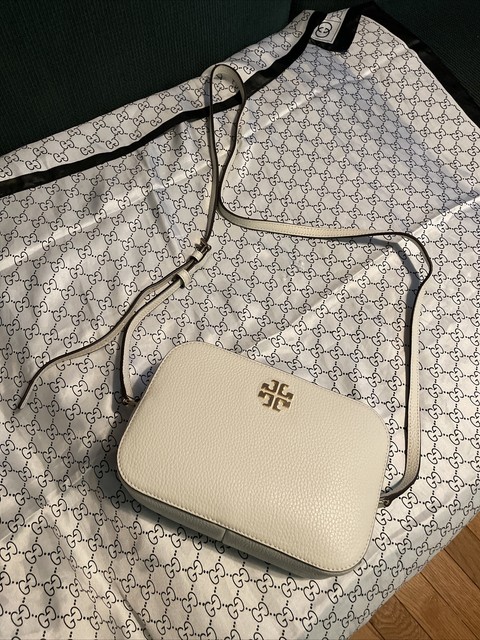 Tory Burch Large Gray Pebble Leather Logo Round Crossbody Camera Bag For Sale Online Ebay