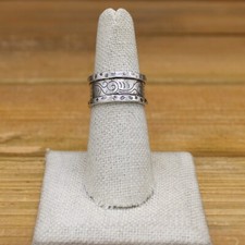 Vintage Sterling Silver Band Ring with Swirl Design Size 7