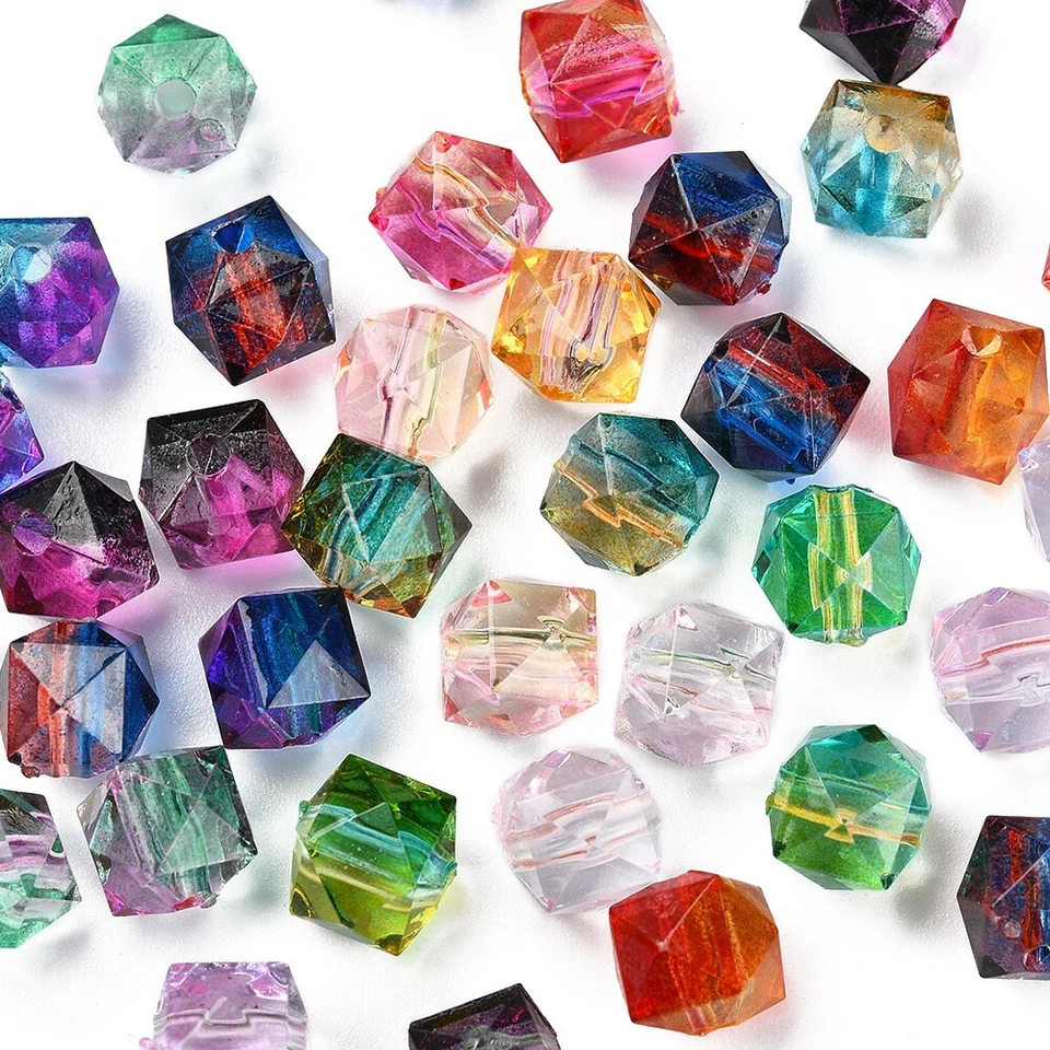 250x Transparent Spray Painted Acrylic Loose Beads for Bracelet Jewelry Making - Image 2 of 4