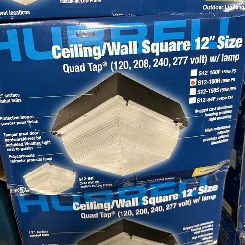 Hubbell S12-84F Ceiling/Wall Square 12" Low Profile 120-277V with 2 x 42W PL CFL