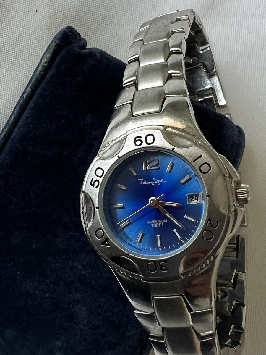 Panama jack ladies watch blue face date water resistant 100 feet 29 mm case