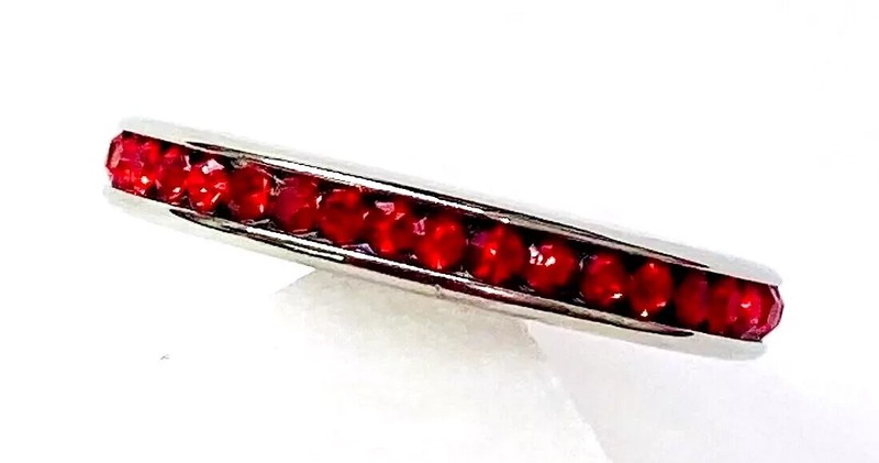 QVC Steel by Design Crystal Birthstone Eternity Band Ring Ruby July Size 5