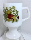 Vintage Corning Ware Spice of Life Footed Pedestal Milk Glass Coffee/Tea Mug
