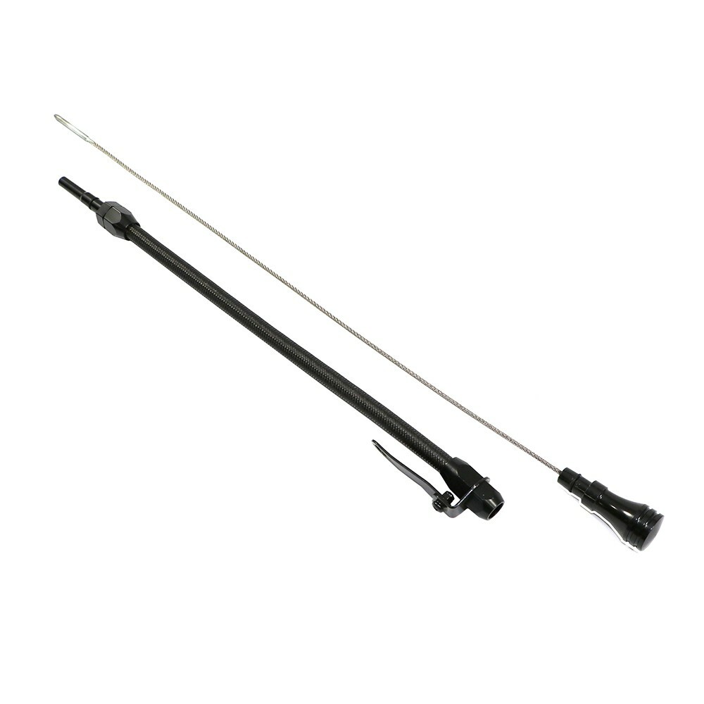Chevy GM LS 1/2/3 Engine Black Steel Braided Flexible Oil Dipstick Billet 19-1/8
