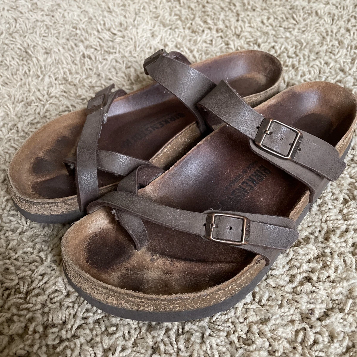 Women Birkenstock Shoes 39 L 8 M 6 250 Leather Strap Sanders Size