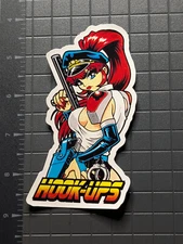 Hook-Ups Sticker Decal - Anime Police Girl with Baton and Handcuffs Pin-Up
