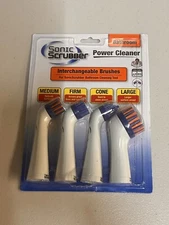 NEW Sonic Scrubber Bathroom Power Cleaner Interchangeable Brushes Stained Box