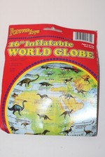 WORLD GLOBE 16" Inflatable Blue Opaque with Dinosaurs On Map 2000 Forever Toys