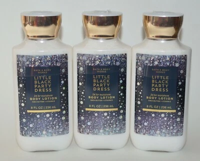 LOT OF 3 BATH & BODY WORKS LITTLE BLACK PARTY DRESS LOTION CREAM HAND LARGE 8 OZ