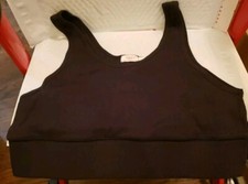 Hanes Originals Sports Pullover Bra Women's Ribbed Black M NEW
