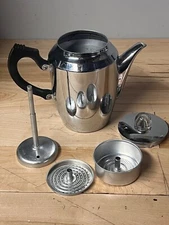 Vintage Sona Chrome 4 Cup Stove Top Percolator Coffee Maker - Made in Canada