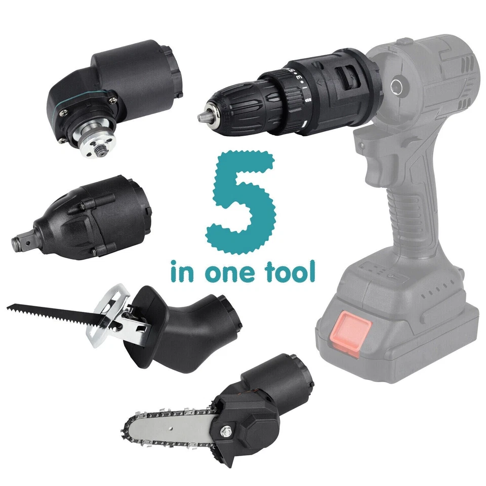 5IN1 Brushless Drill Combo Kit Multi Tool Saw Sander Power Tool Set +2 Batteries - Image 2 of 4