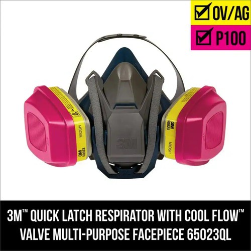 3M QUICK LATCH HALF FACE RESPIRATOR MASK P100 ORGANIC VAPOR ACID GAS FILTER MED - Afbeelding 1 van 7