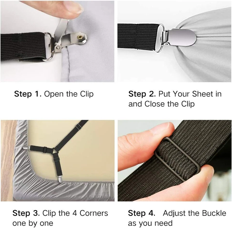 2 correas elásticas ajustables para sábanas - clips para sábanas para ropa de cama, sábanas Foto 3 de 4