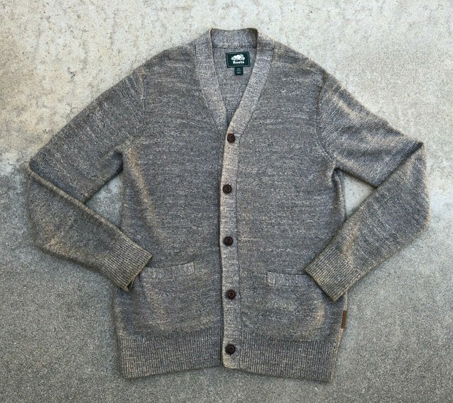 ROOTS CANADA Men's Wool Blend Grey Think Cardigan Sweater Small eBay