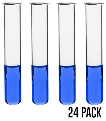 Eisco Labs 50ml Test Tubes, Beaded Rim - Borosilicate 3.3 Glass - 24 Pack
