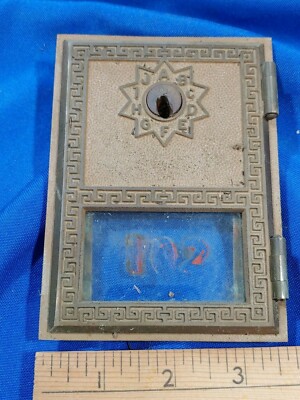 #102 Brass US Post Office Mail Box Door 1960s Ranco Glass VTG Letters Cabinet
