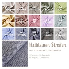 Halbleinen Meterware Feinstreifen - Leinenstoff gestreift Sommerleinen *ab 50 cm