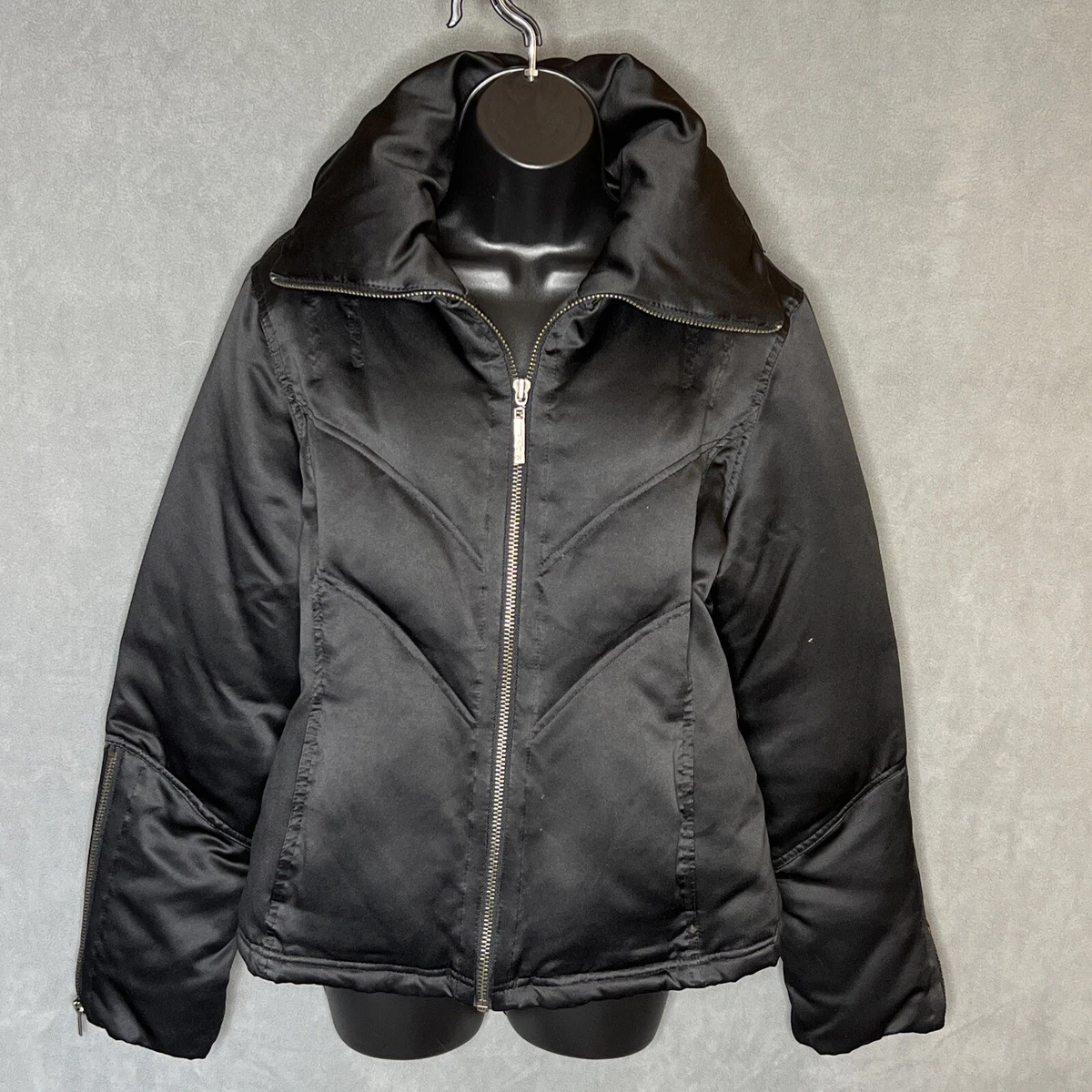 Black Rivet By GIII Women s Large Down Jacket High Neck Black Zip