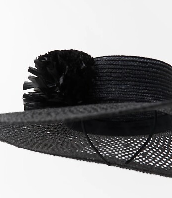 Zara Floral Raffia Picture Hat Black Size M Plant &Cellulose  display picture 3