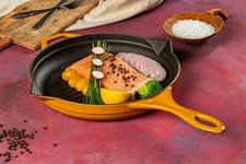 HOSSE Enameled Cast Iron Skillet Grill Pan 11"  Round- 6 COLORS -Dishwasher-SAFE