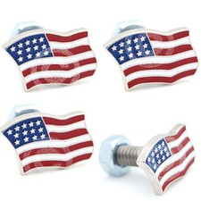 4 3d Cast Aluminum - Custom License Plate Frame Tag Bolts - Usa American Flag