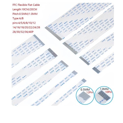 5Pcs FFC FPC Flexible Flat Cable Ribbon 4 6 8 10-40Pin Pitch 0.5/1.0mm ...