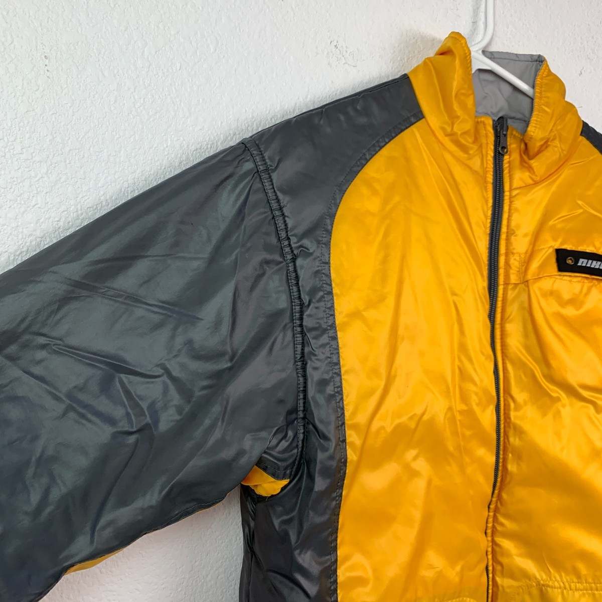 Vintage 90s Nike Gray Black Yellow Gold Reversible Jacket Size