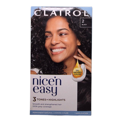 Clairol Nice 'N Easy Permanent Hair Color #2 Black Kit  Tones Highlights SEALED