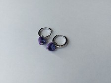 Purple Heart Stud Earrings in 925 Sterling Silver