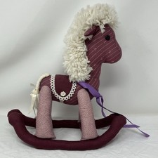 Vintage Handmade Plush Fabric Rocking Horse Purple White Cottagecore Equestrian