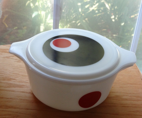 Pyrex Moon Deco 2 1/2 Qt. Casserole Ovenware 475-B w/ Lid - Vintage 1971